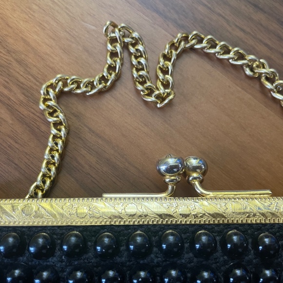 Black Beaded Evening Bag, Clutch, Vintage - Picture 3 of 3